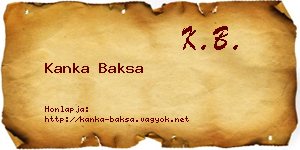Kanka Baksa névjegykártya